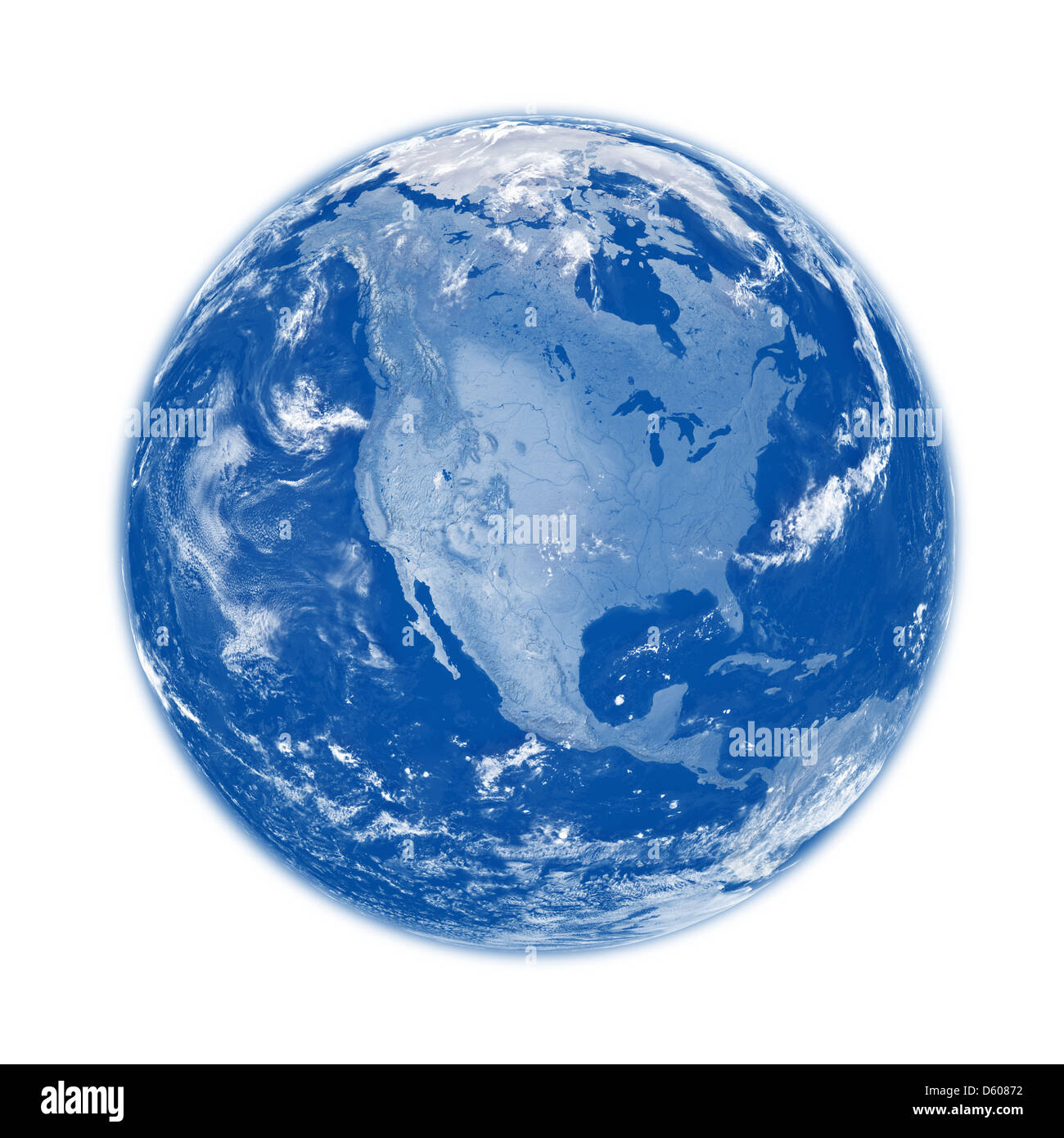 North America on blue planet Earth isolated on white background ...