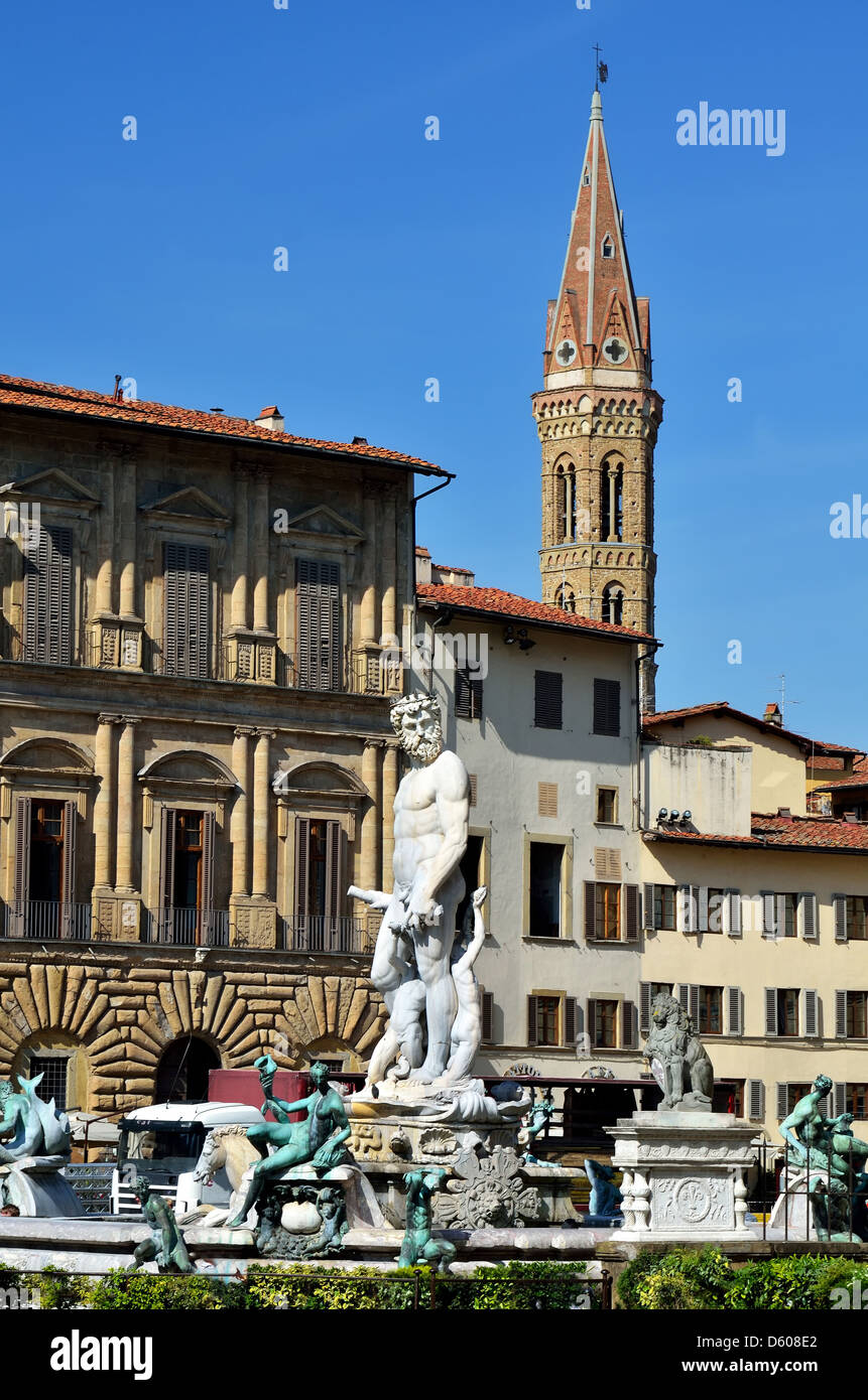 Statue of Neptun in center of Florence, Italy Stock Photo