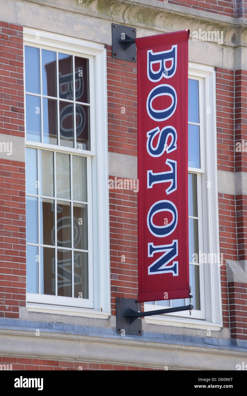 Boston banner at Fenway Park - Home of the Boston Red Sox baseball team - Boston, Massachusetts Stock Photo