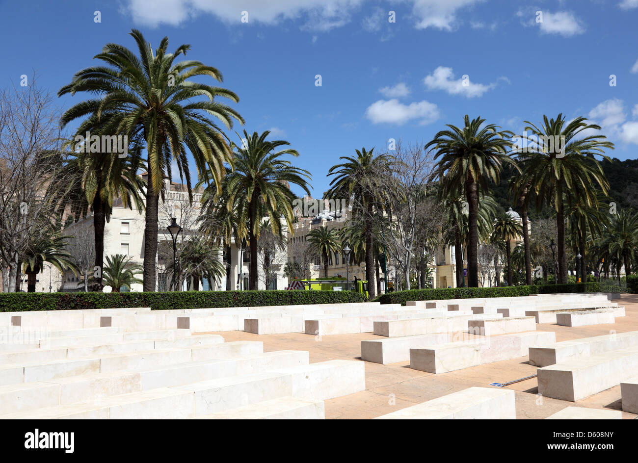 Palm Trees in Malaga, Andalusia Spain Stock Photo