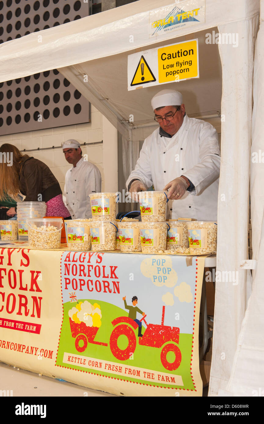 Norwich, Norfolk, UK. 10th April 2013. A popcorn stall at the Spring Fling country fair at the Norfolk Showground. Credit: T.M.O.News/Alamy Live News Stock Photo