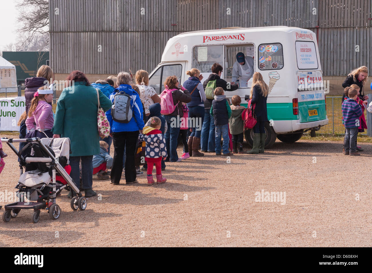 Norwich, Norfolk, UK. 10th April 2013. People queue for ice cream at the Spring Fling country fair at the Norfolk Showground. Credit: T.M.O.News/Alamy Live News Stock Photo