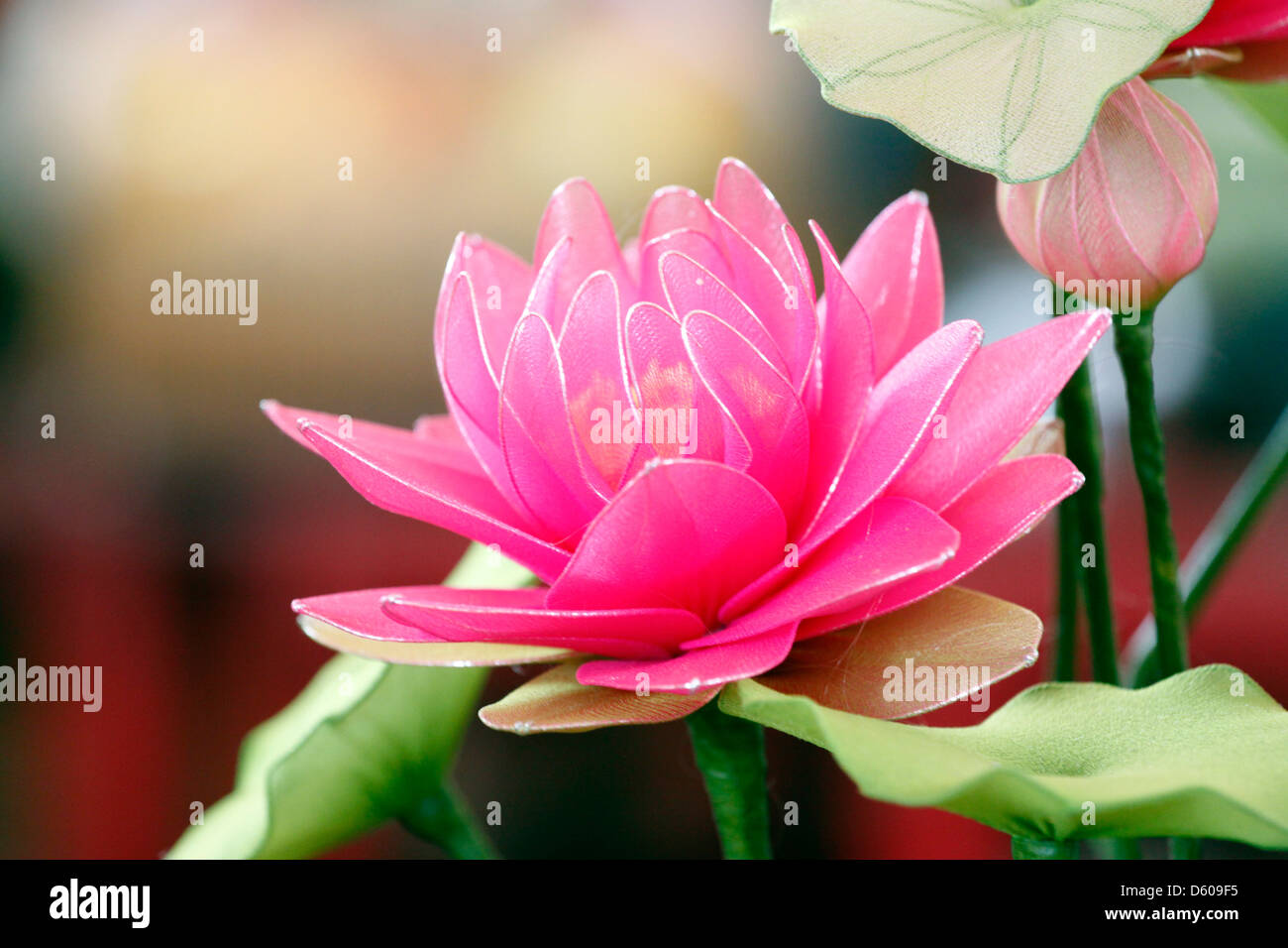 The Pink lotus handmade the Colorful. Stock Photo