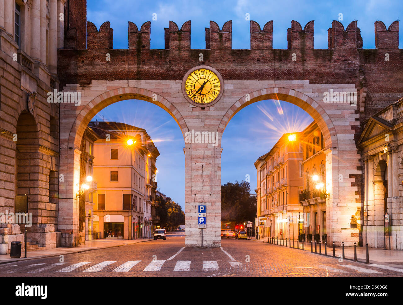 Portoni della Bra, one of medieval entrance of historical city Verona, northern Italy Stock Photo