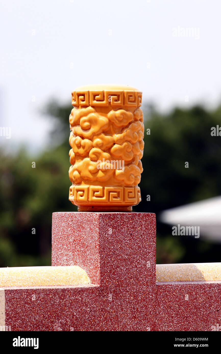 The orange Fence posts of China Style. Stock Photo