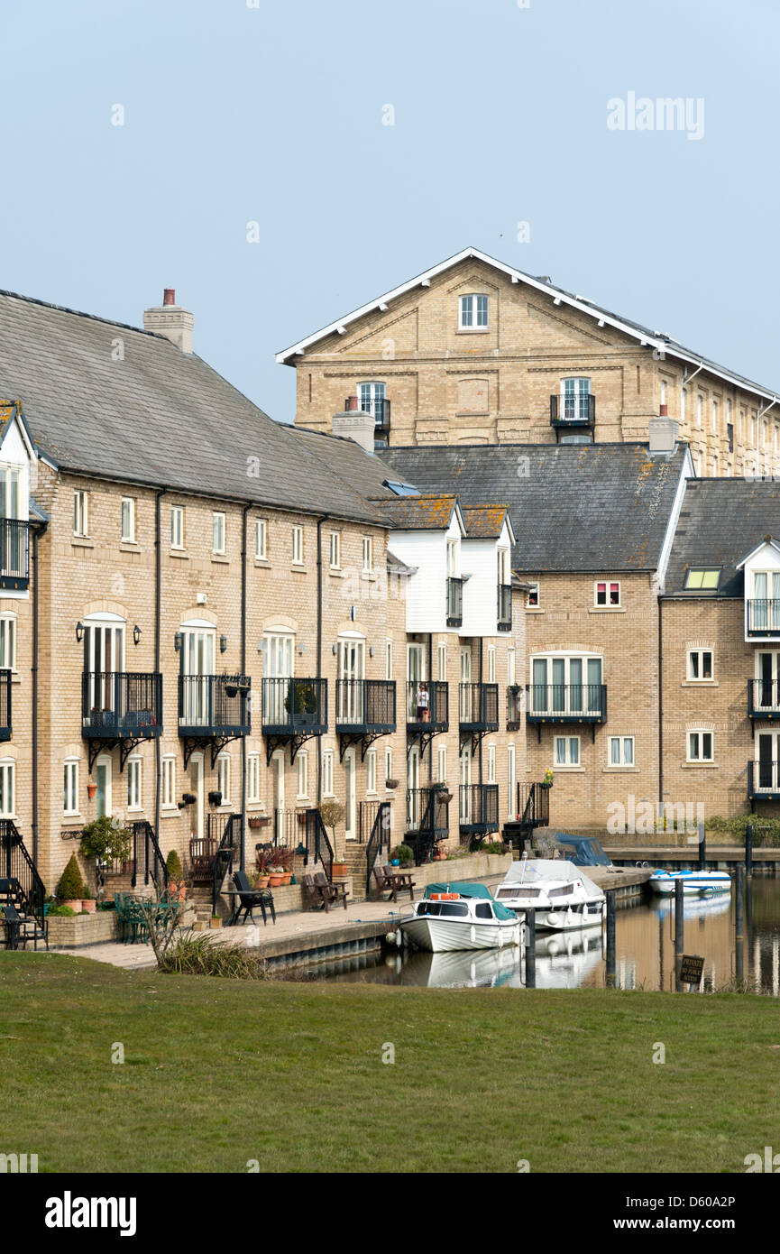 Riverside properties and buildings at St Ives Cambridgeshire UK Stock Photo