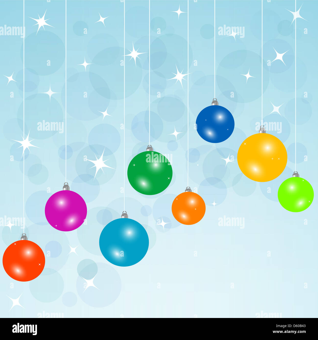 blue card with christmas balls Stock Photo