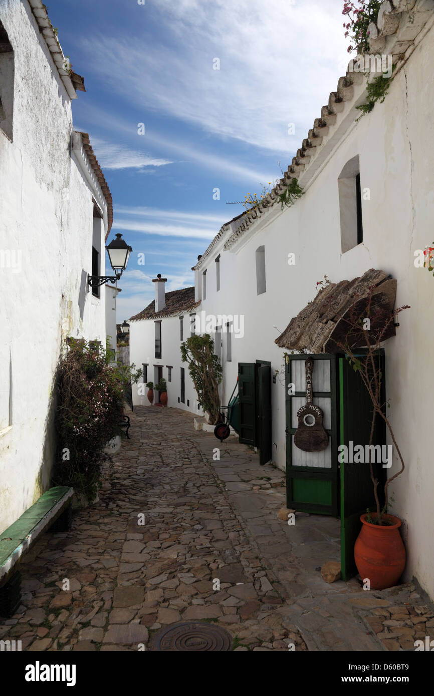 Narrow street in Castellar de la Frontera, Andalusia, Spain Stock Photo