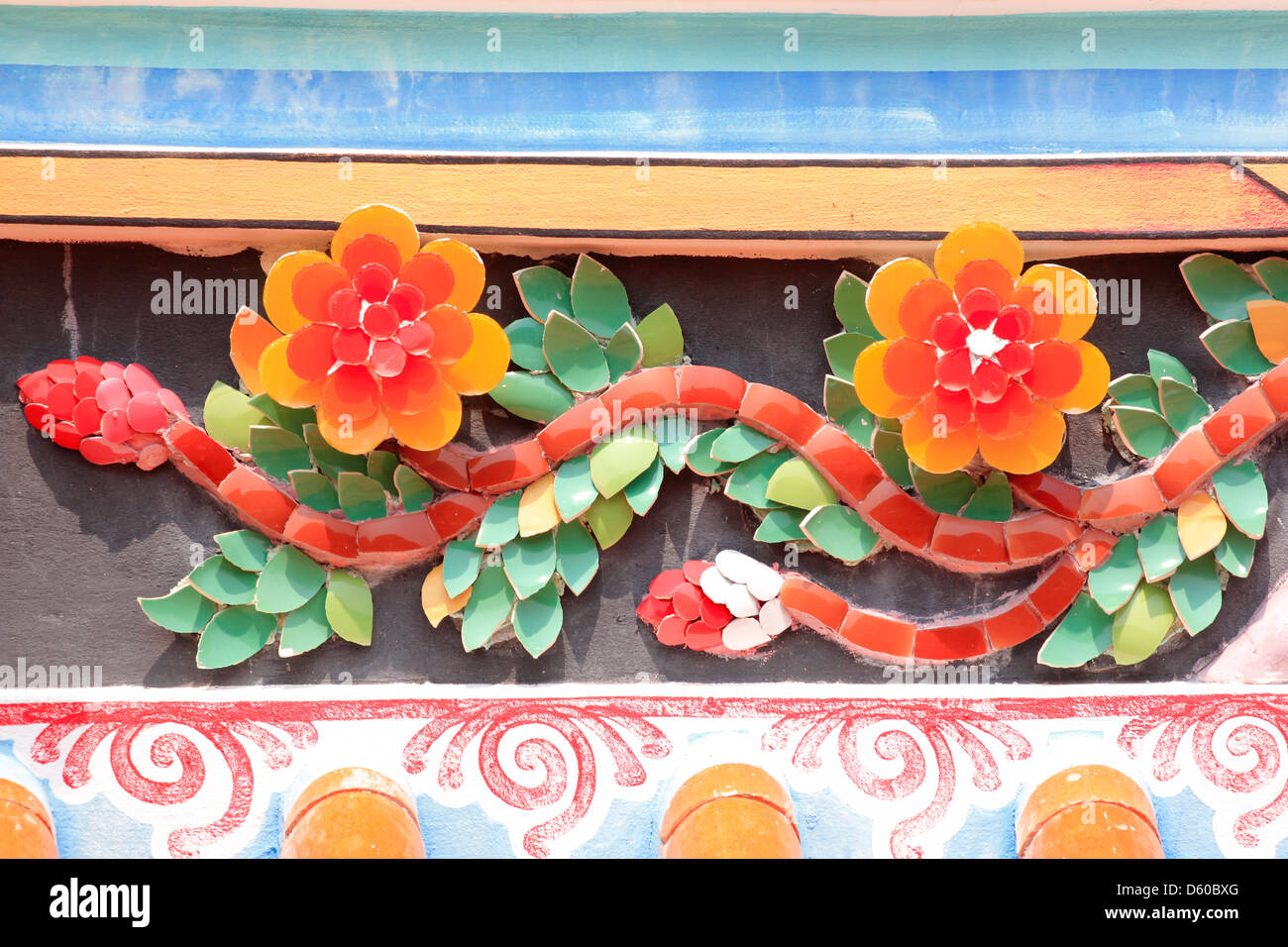 The made Sort the tiles to form a flowers. Stock Photo