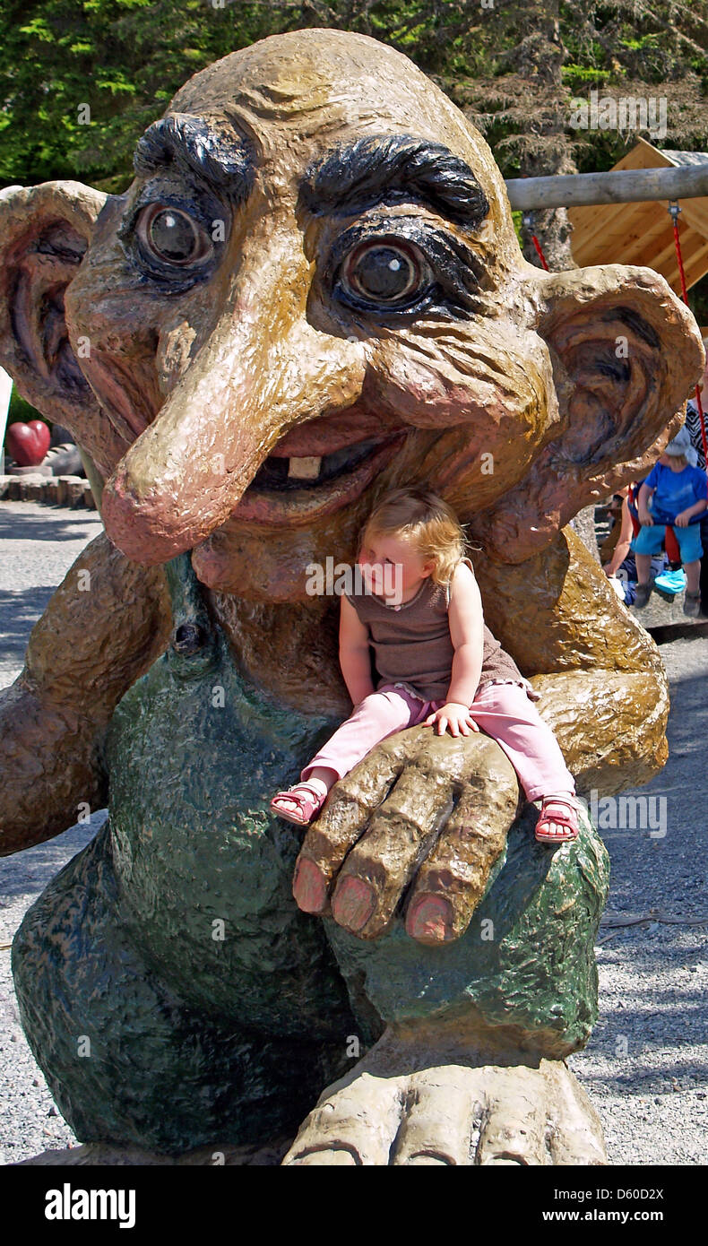 A troll and child at Mount Floyen,Bergen,Norway Stock Photo - Alamy