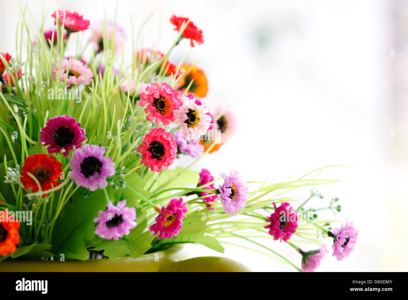 Flowers in a Green vase and Colorful Flowers Stock Photo Alamy