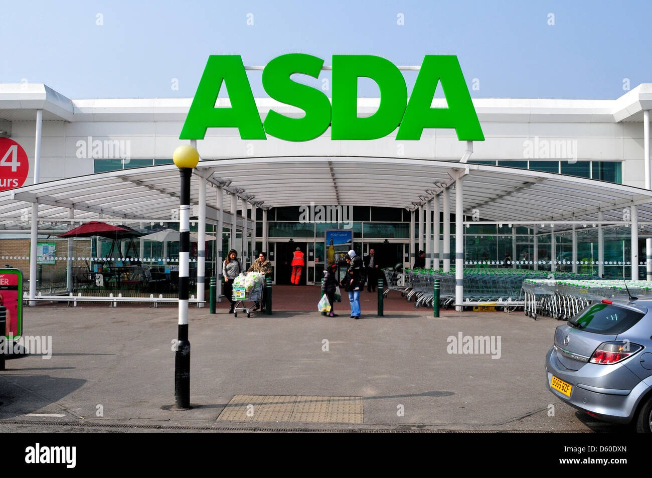 A front view of Asda supermarket in Park Royal, London, UK Stock Photo