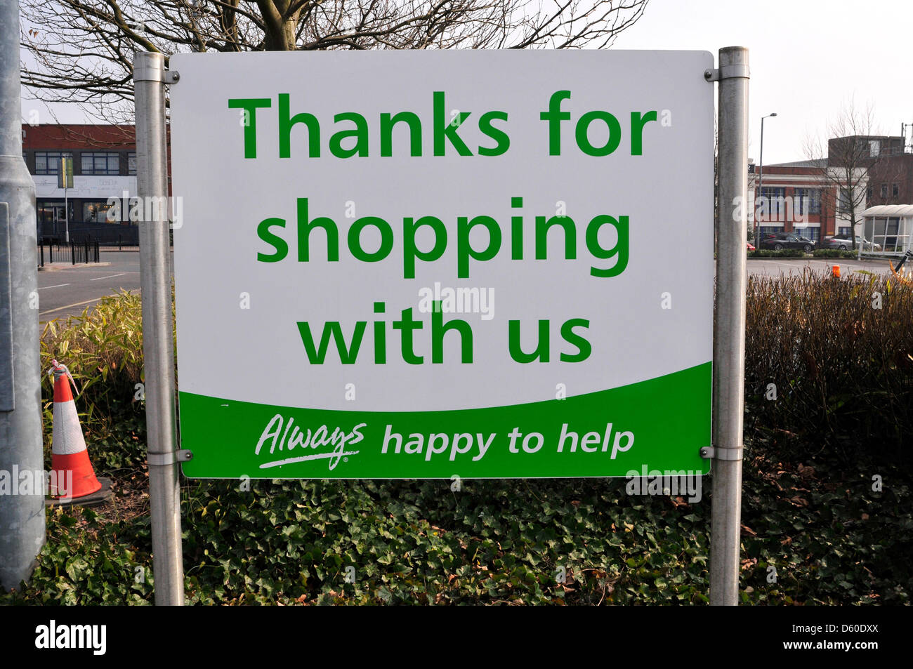 A sign of Asda reading ' Thank you for shopping with us', Park Royal London, UK Stock Photo