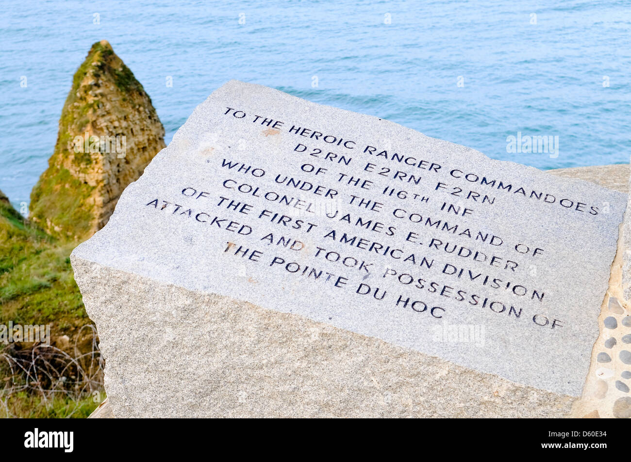 Pointe-du-Hoc, Normandy, France where the allied troops landed on D Day, june 6th of 1944. D Day them Stock Photo