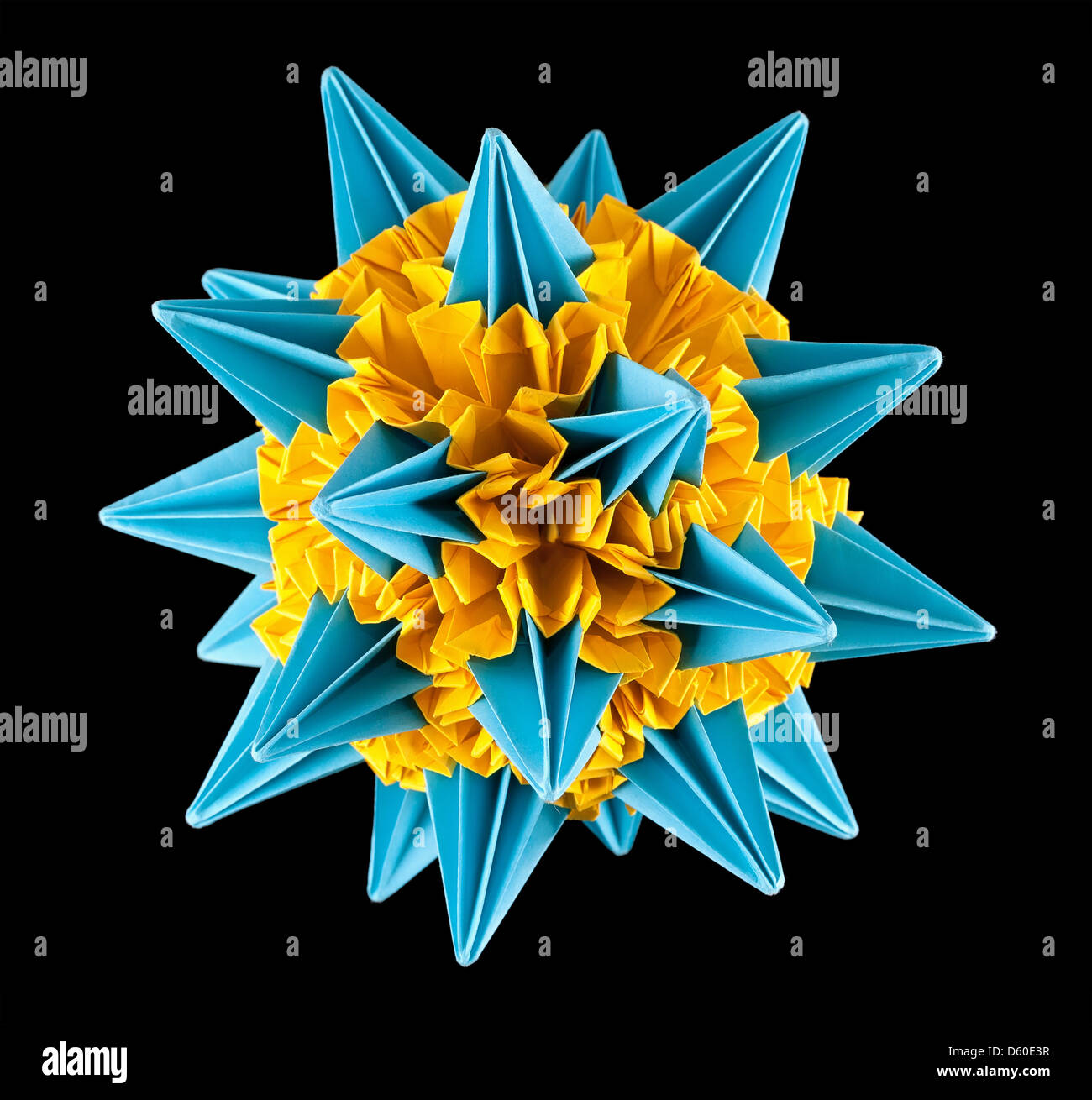 Bluu star kusudama isolated on black Stock Photo - Alamy