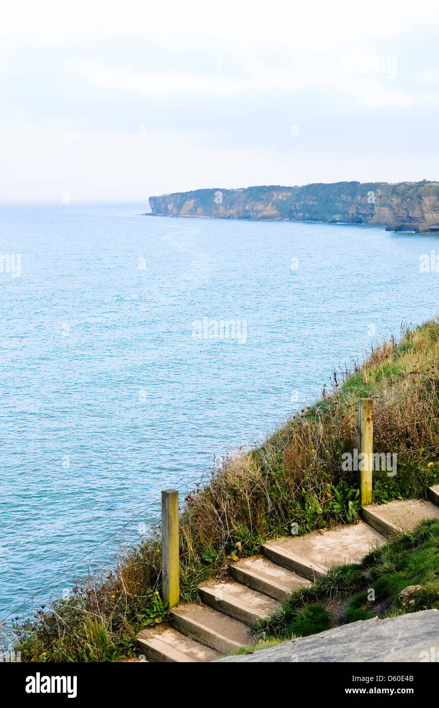 Pointe-du-Hoc, Normandy, France where the allied troops landed on D Day, june 6th of 1944. D Day them Stock Photo