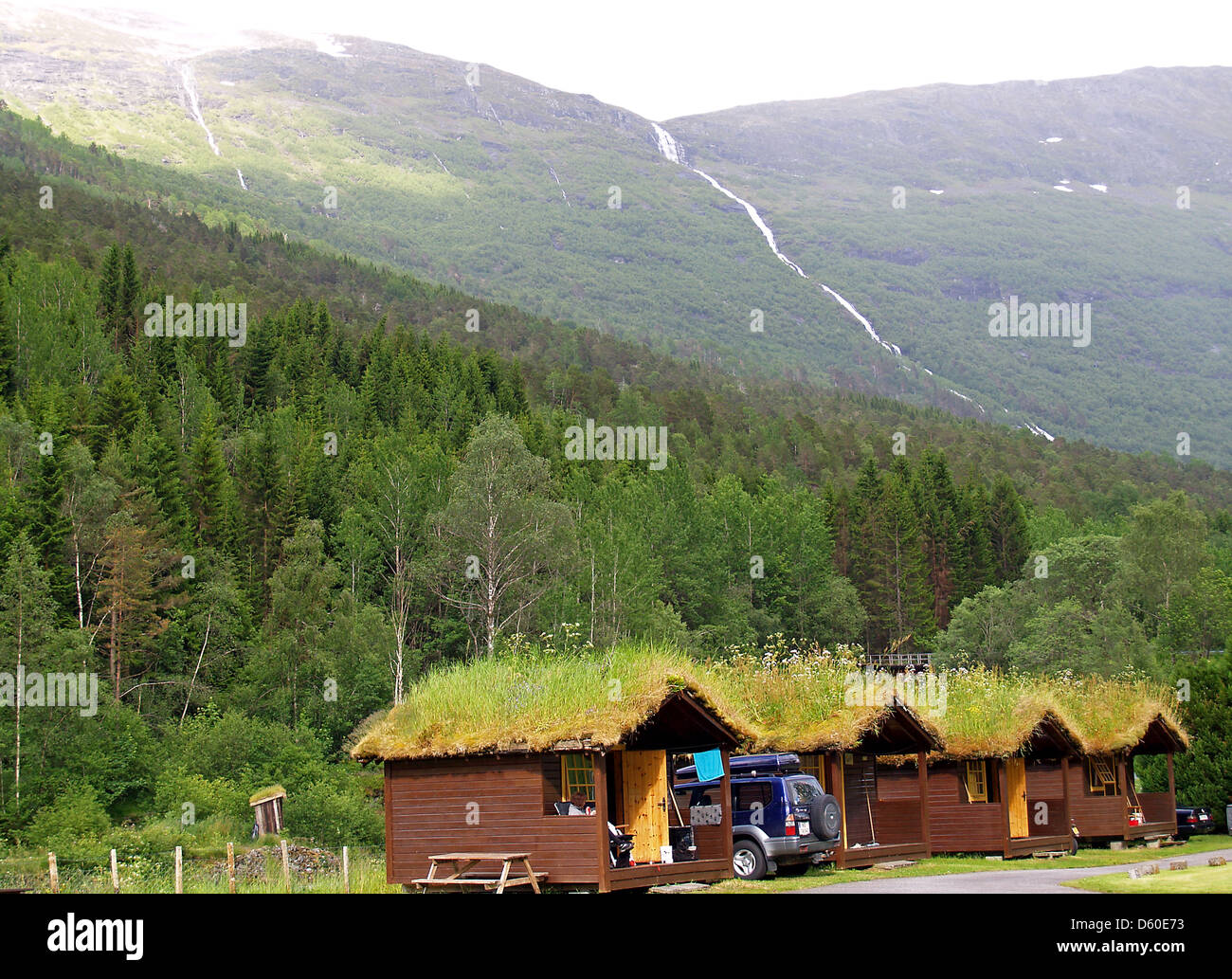 Sod Roof Cabins Near Hellesylt Norway Stock Photo 55330215 Alamy