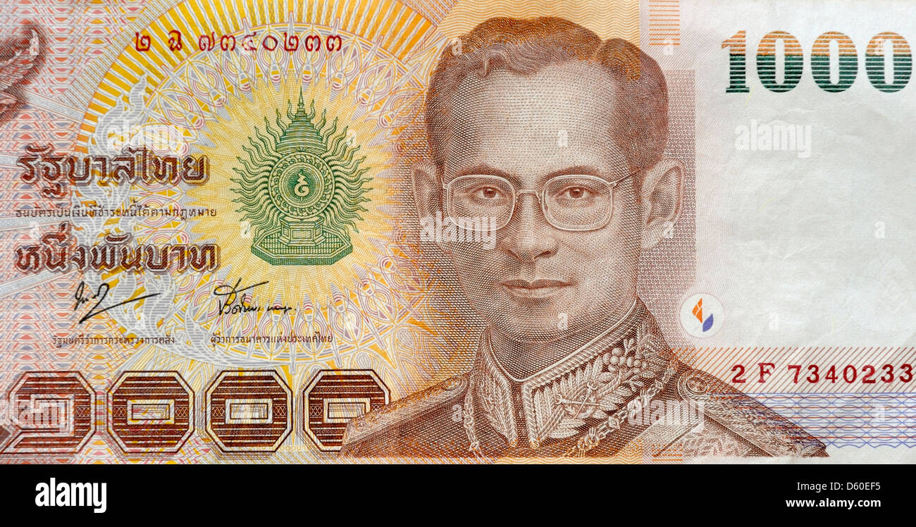Thailand 1000 One Thousand Baht Bank Note Stock Photo