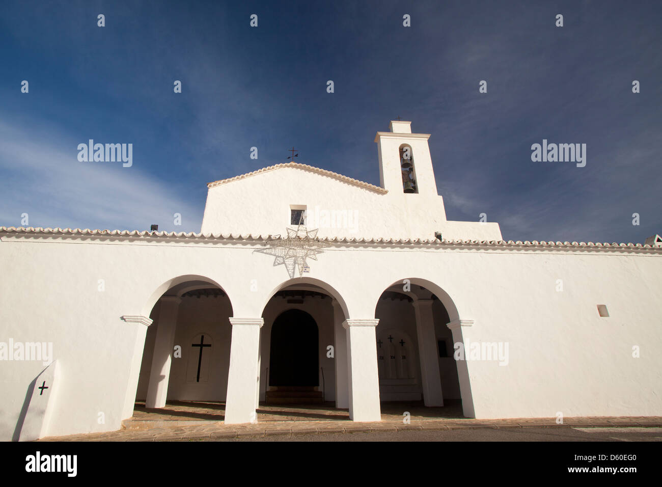 Church in Sant Mateu d'Albarca, Ibiza, Illes Balears, Spain Stock Photo