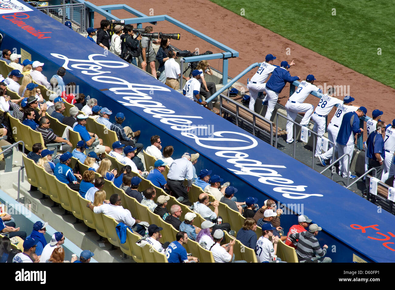 Los Angeles Dodgers baseball game at Dodger Stadium Stock Photo