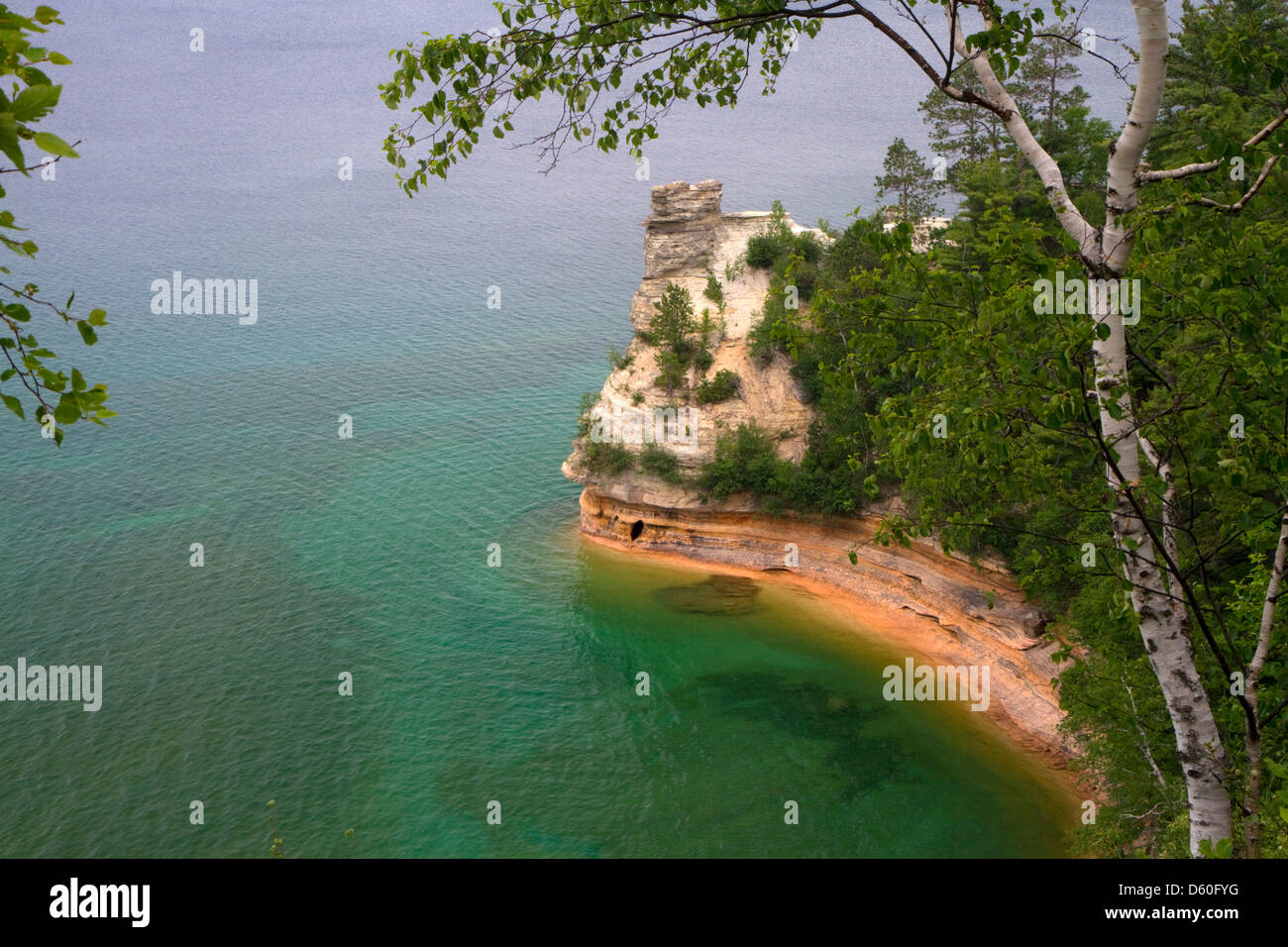 Miners Castle at Pictured Rocks National Lakeshore located on the shore of Lake Superior in the Upper Peninsula of Michigan, USA Stock Photo
