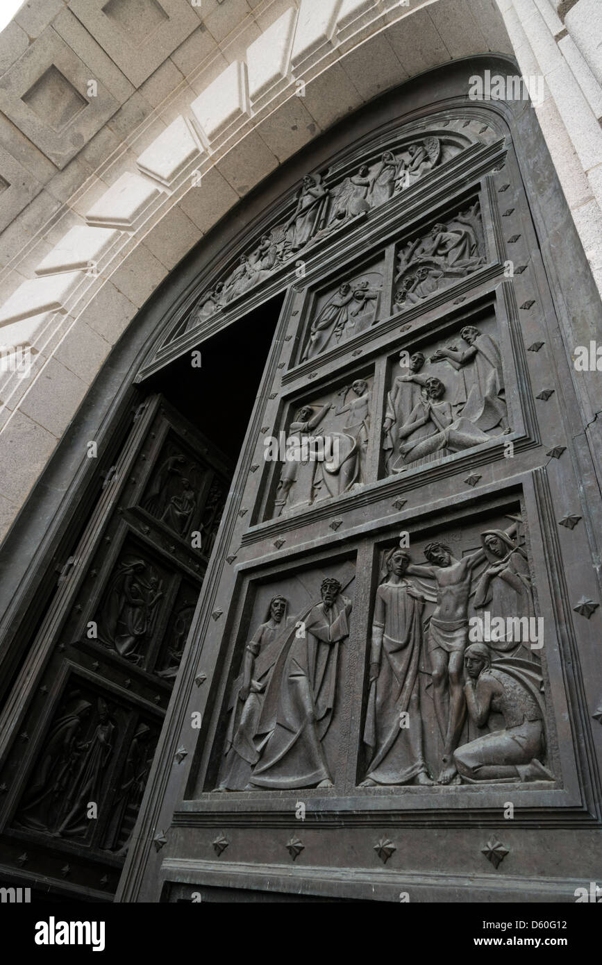Entrance door to the Valley of the Fallen basilica, in the Sierra de Guadarrama, near Madrid, Spain Stock Photo