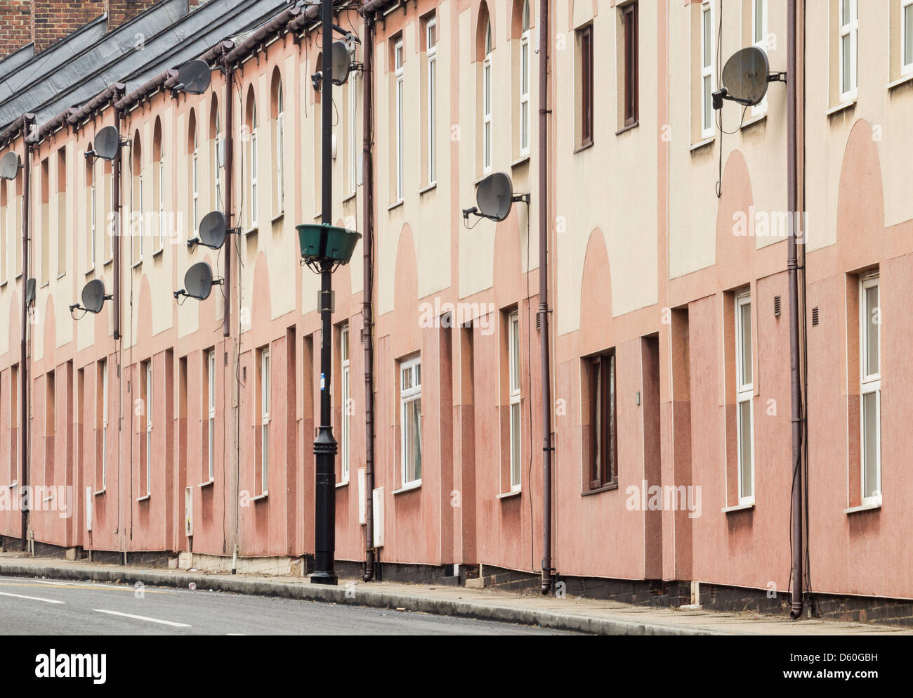 Row of terraced houses at Easington Colliery, County Durham, England