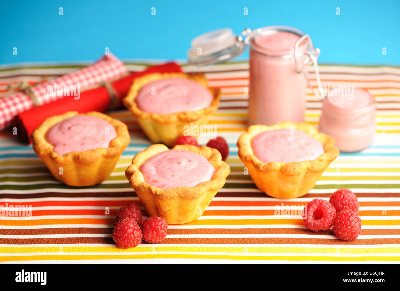 Cake with raspberry yogurt dessert Stock Photo Alamy
