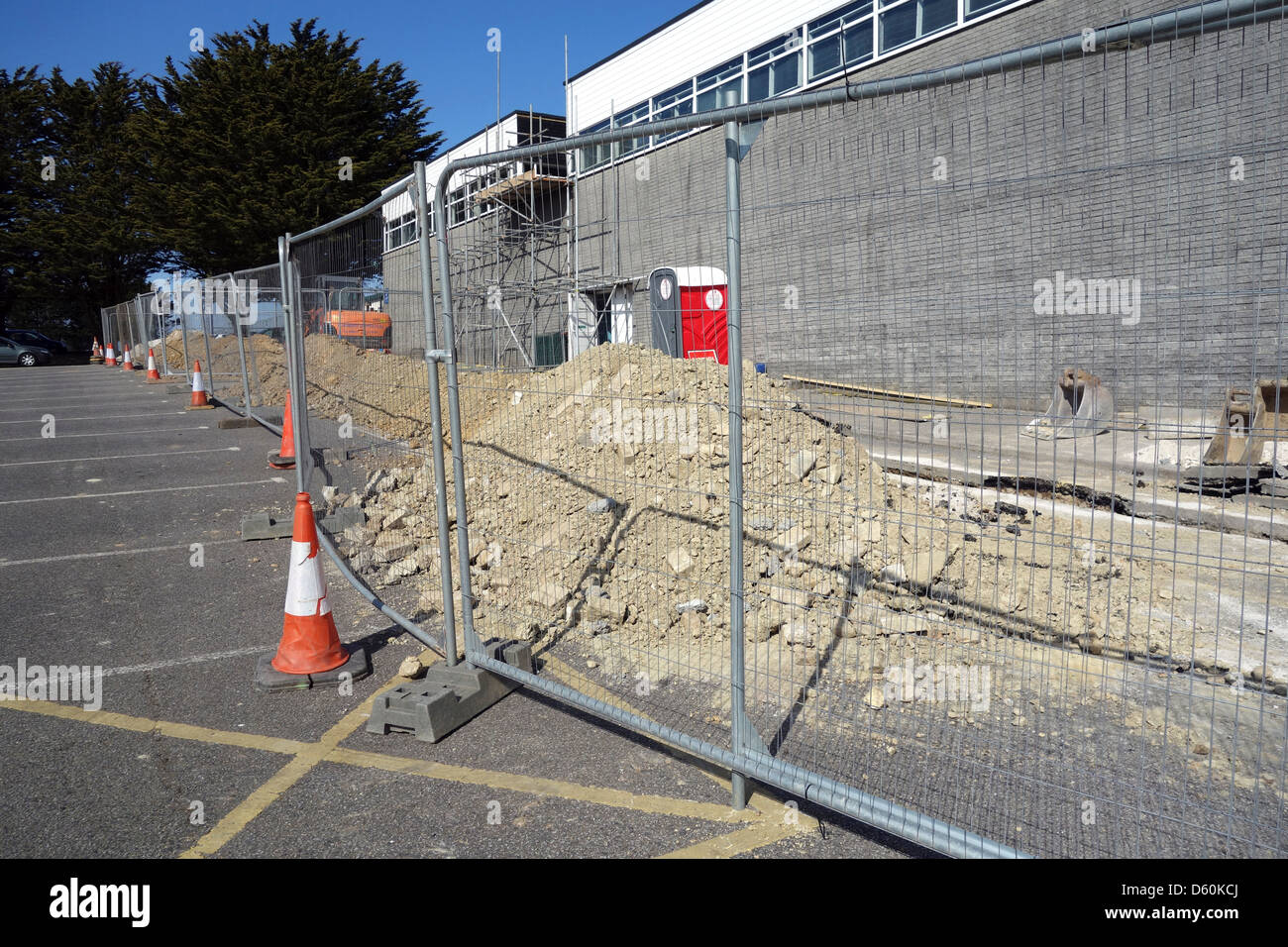 a secondary school in cornwall undergoing some building work Stock Photo