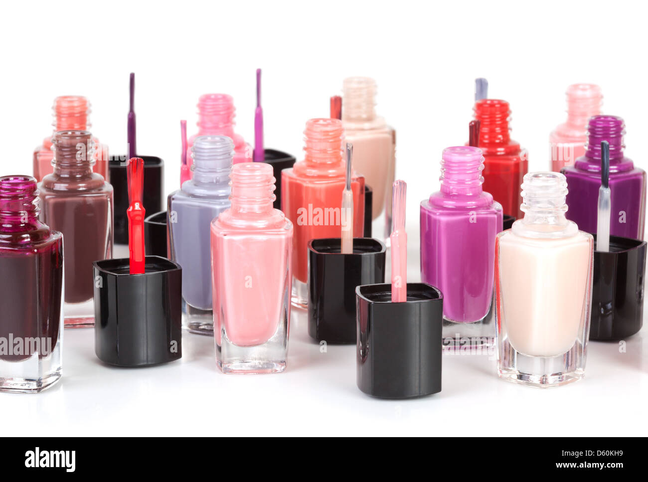 Multi-colored nail polish Stock Photo