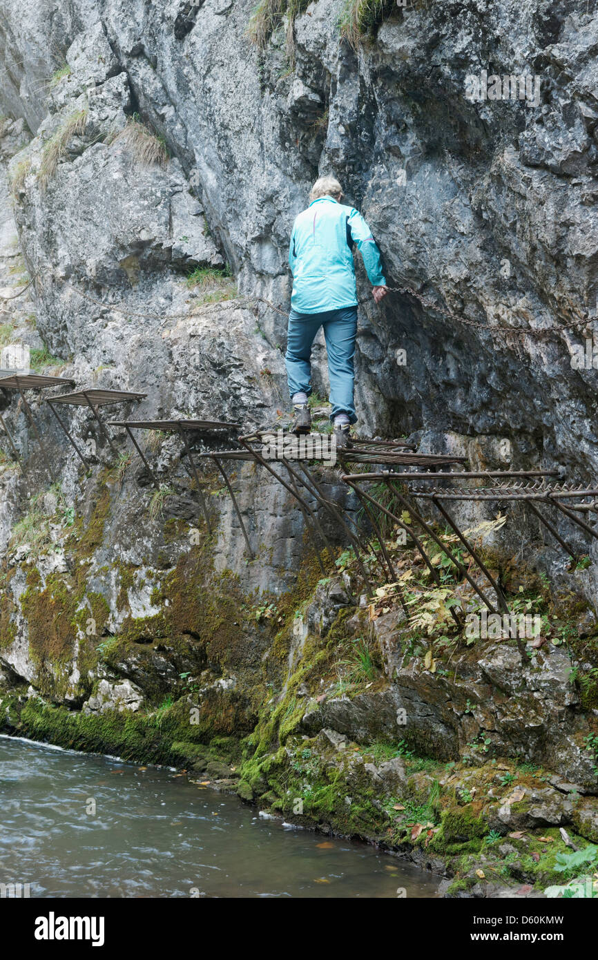 Walking through the Hornad Gorge, Slovensky Raj, Slovakia Stock Photo