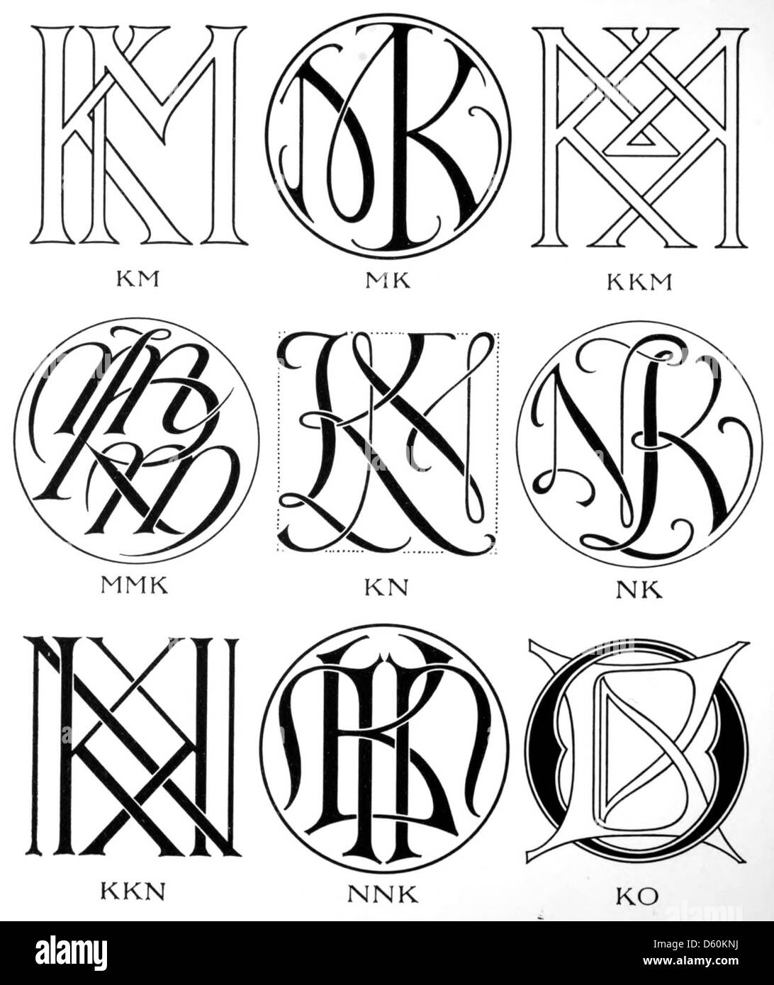 An image from 'Monograms & Ciphers' (1906), showcasing various designs ...