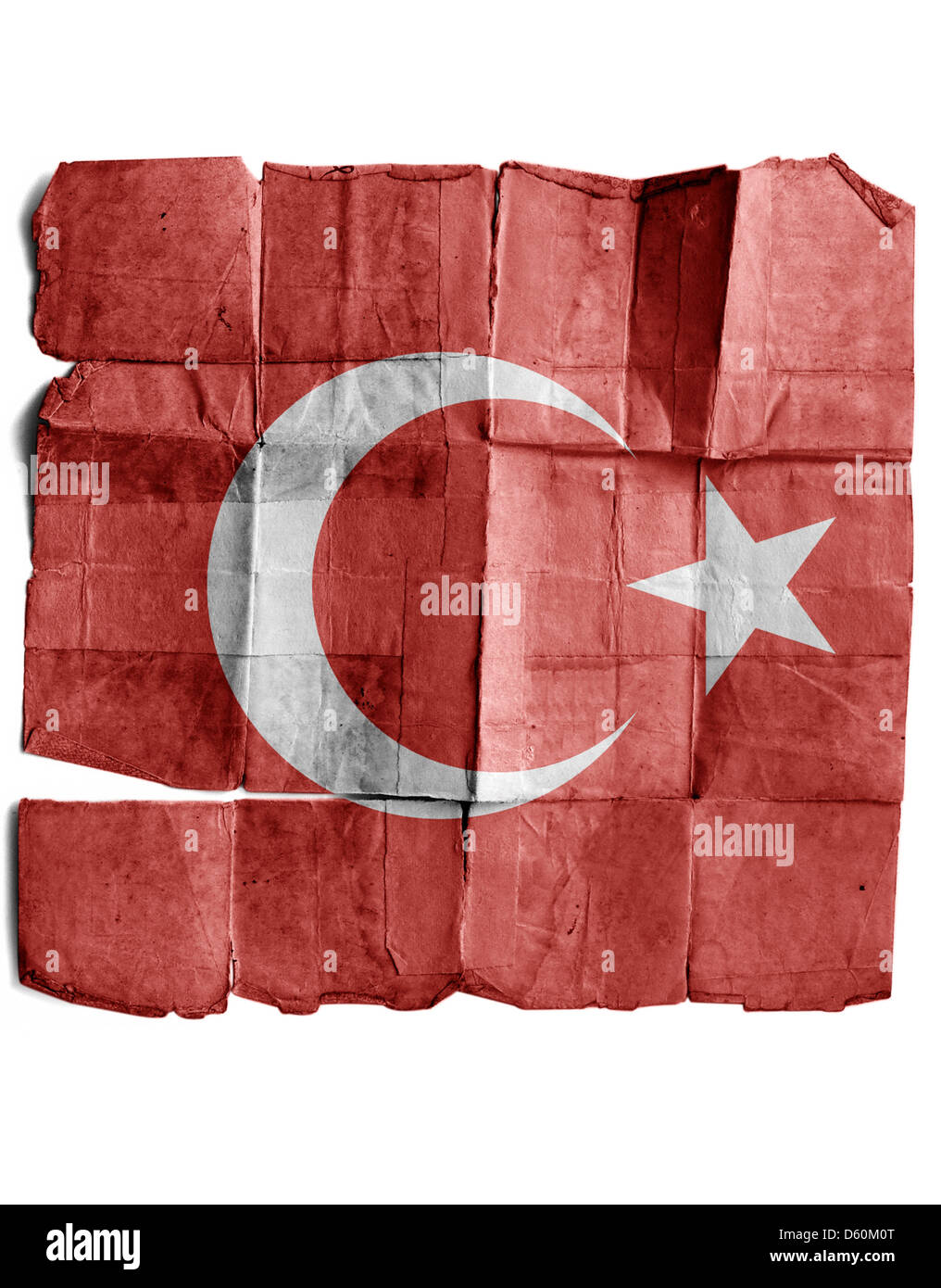Turkish flag on old paper. Stock Photo