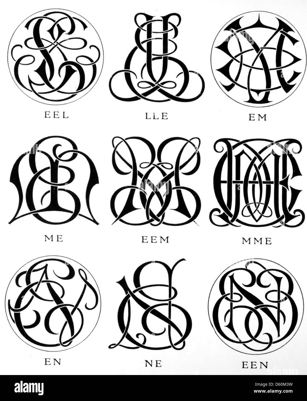 An image from 1906 displaying various monograms and ciphers, featuring ...