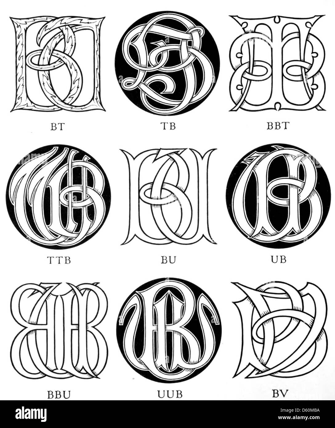 A 1906 collection of monograms and ciphers, featuring intricate fonts ...