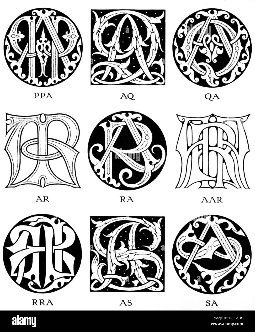 This 1906 image features examples of monograms and ciphers ...