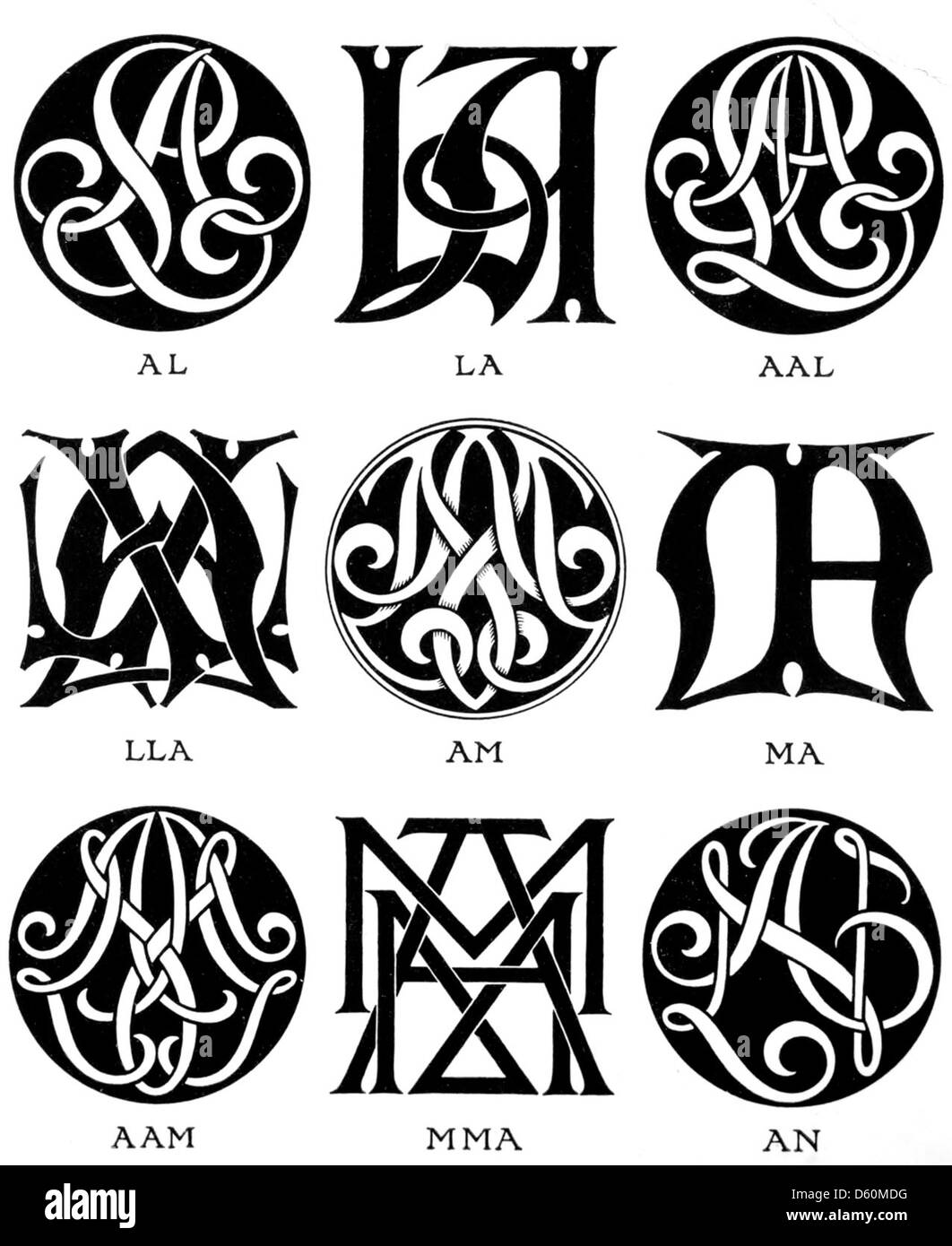 This image from 1906 showcases a collection of monograms and ciphers ...