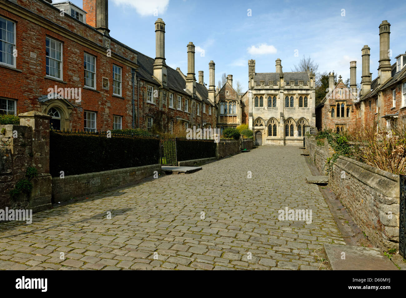 Looking north down Vicars' Close, Wells, Somerset, England Stock Photo