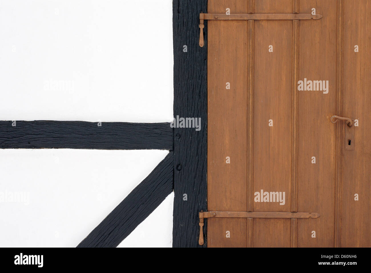 Half-timbered facade with door Stock Photo