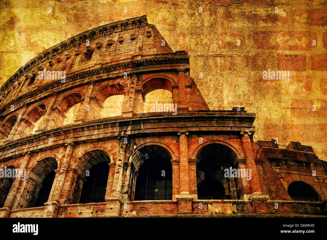 The Colosseum in Rome with ancient texture Stock Photo