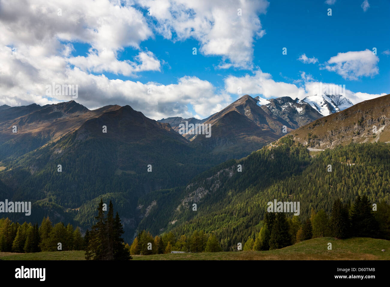 Mount Grossglockner (3798m) Seen From Valley Moelltal. Austria Stock 