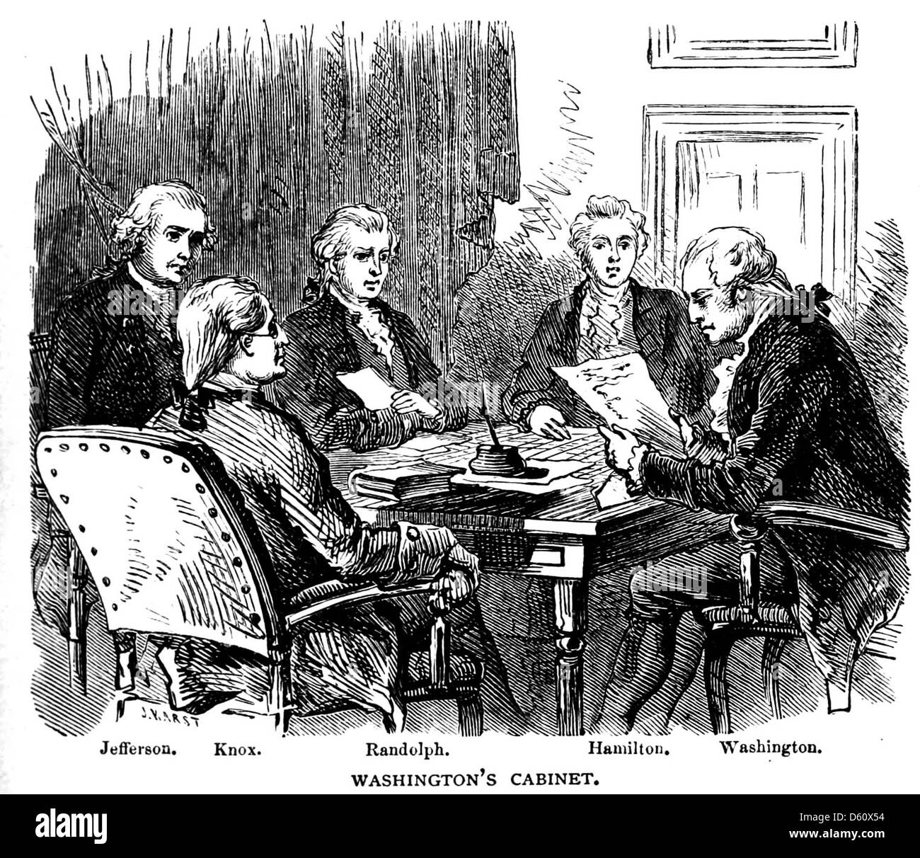 Drawing President George Washington Cabinet Stock Photos Drawing