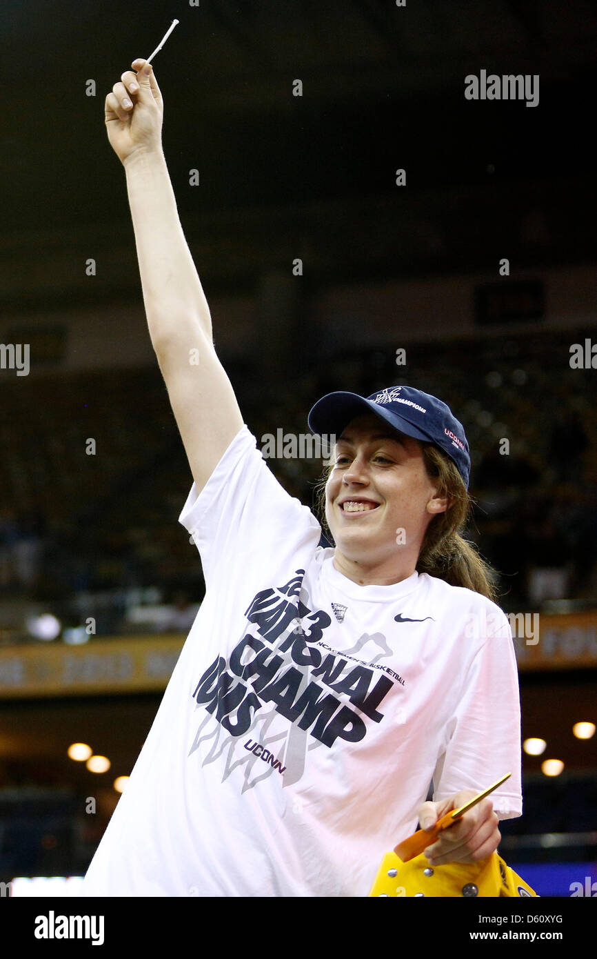 Connecticut forward Breanna Stewart (30) walks to a news