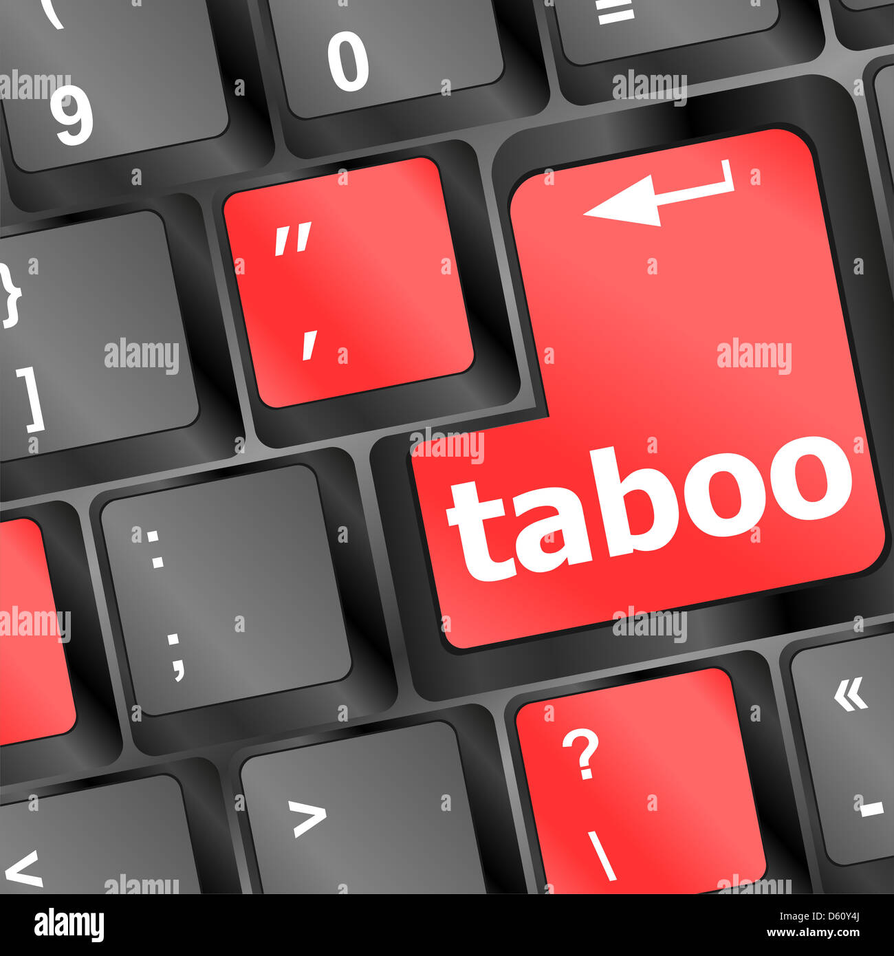 Computer keys spell out the word taboo Stock Photo