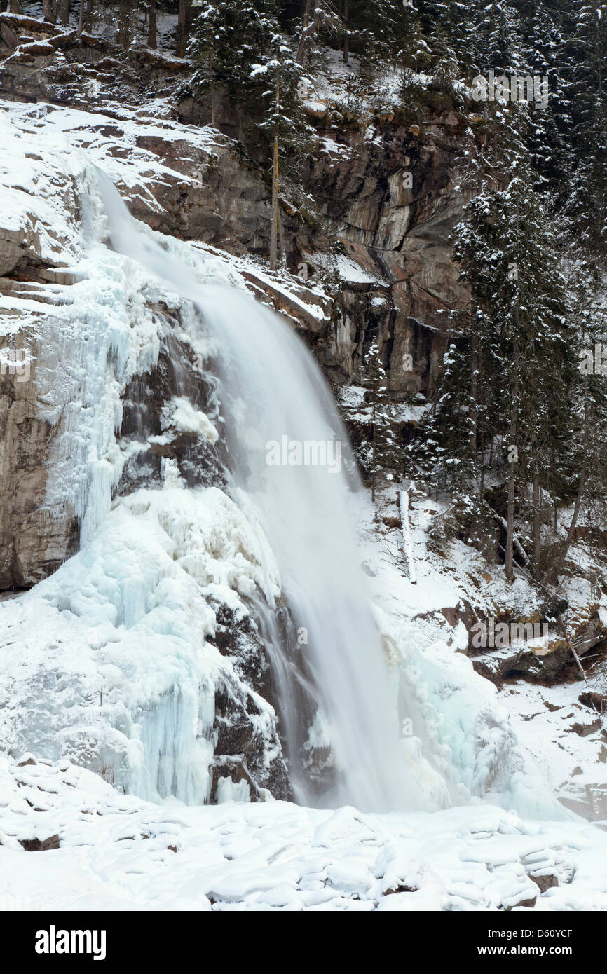 Austria. The Krimml waterfalls in the National Park Hohe Tauern. Lower falls. Stock Photo