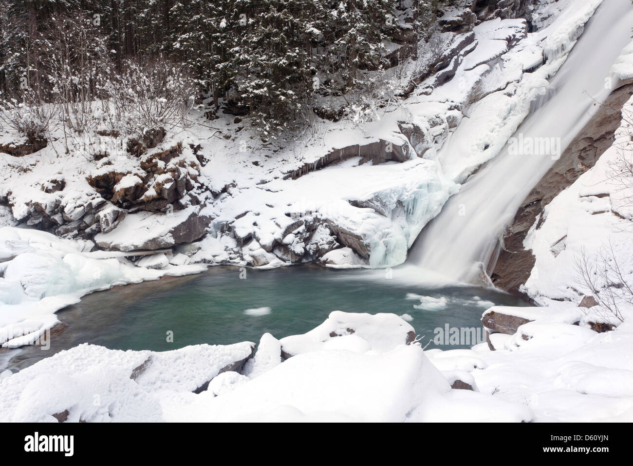 Austria. The Krimml waterfalls in the National Park Hohe Tauern. Lower falls. Stock Photo