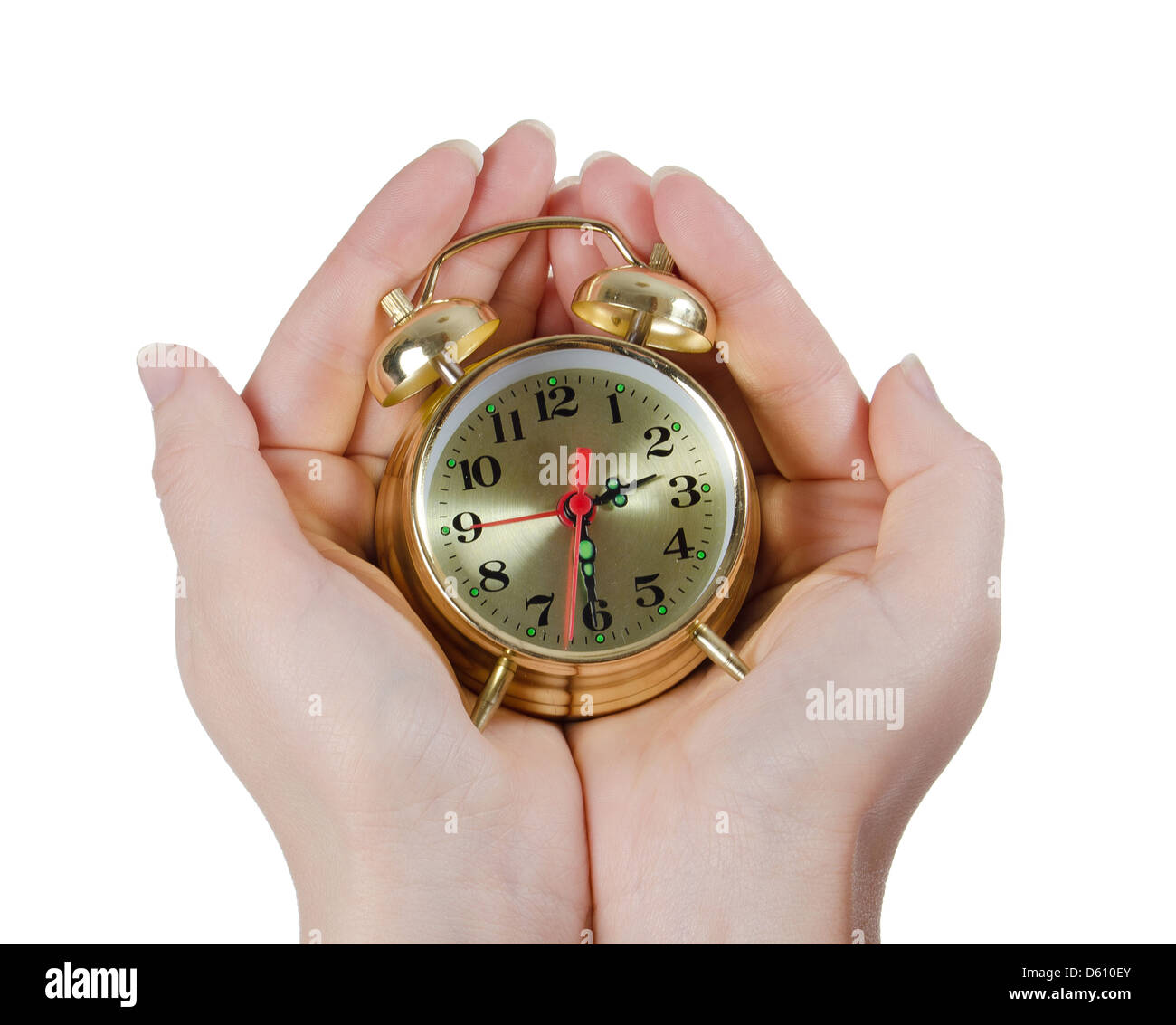 Alarm clock isolated on white background Stock Photo - Alamy