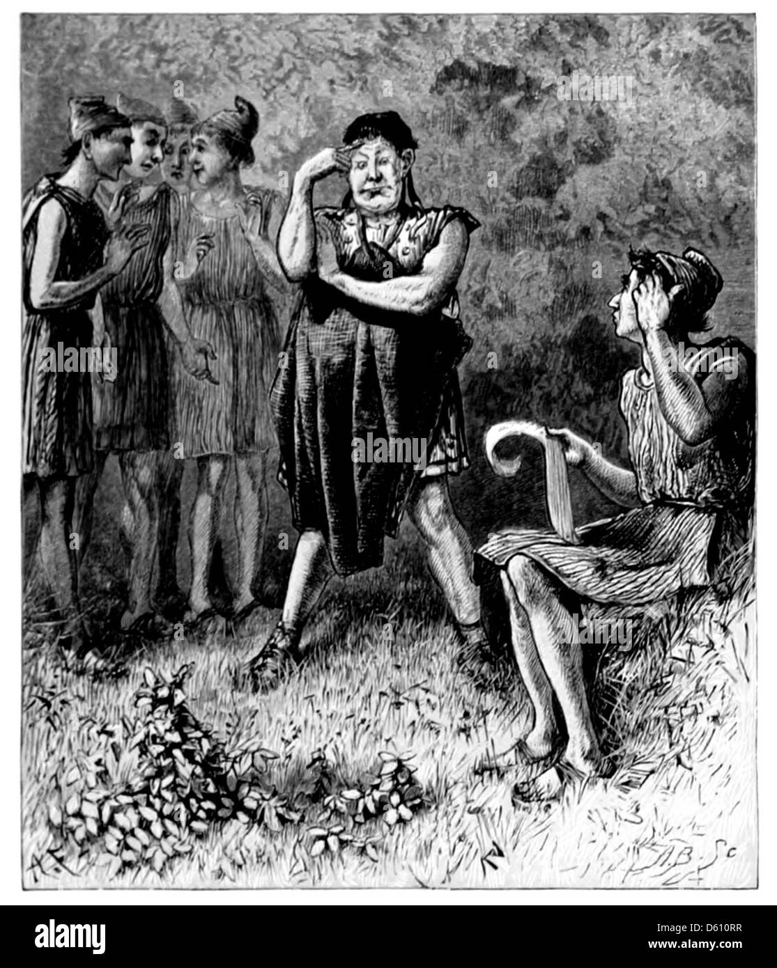 A scene from Shakespeare's 'A Midsummer Night's Dream', depicting the ...