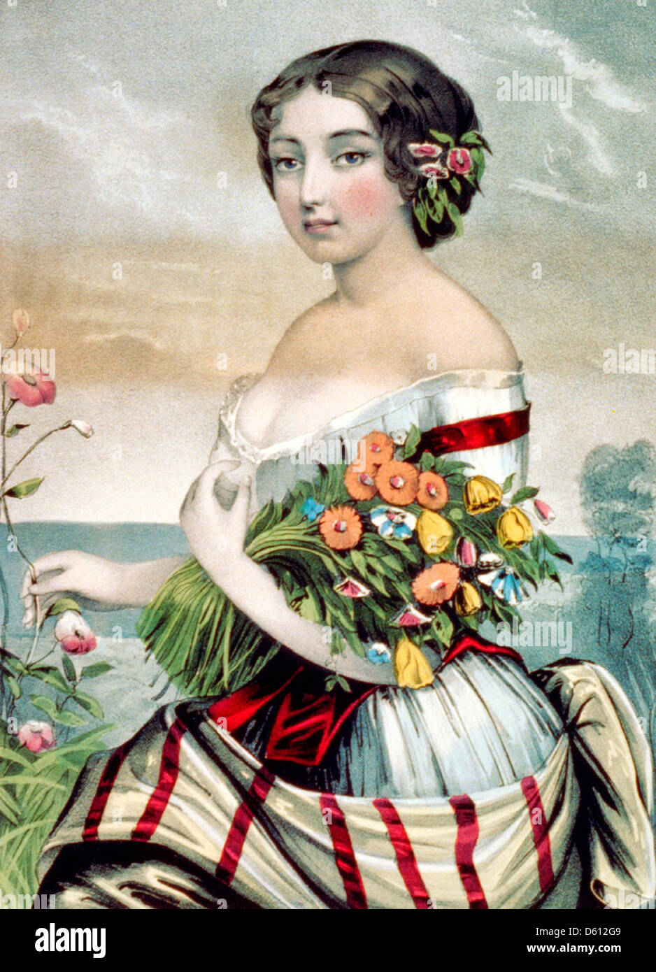 Rosanna - hand colored lithograph, circa 1850 Stock Photo