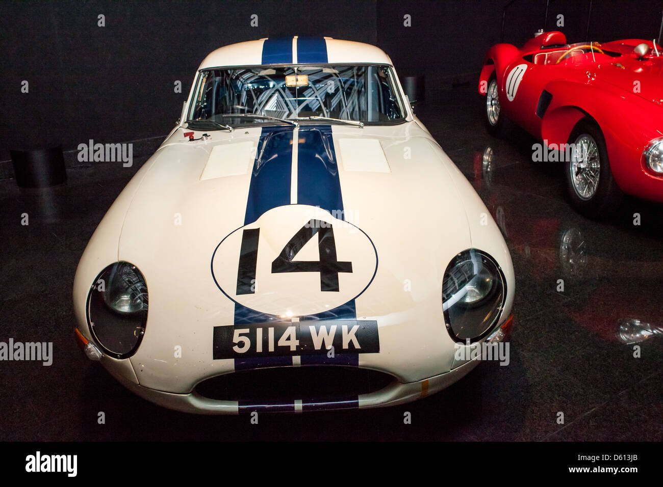 1961 Jaguar XK-E Factory race car with an all alloy body raced by Briggs Cunningham one of two surviving of three built for Stock Photo